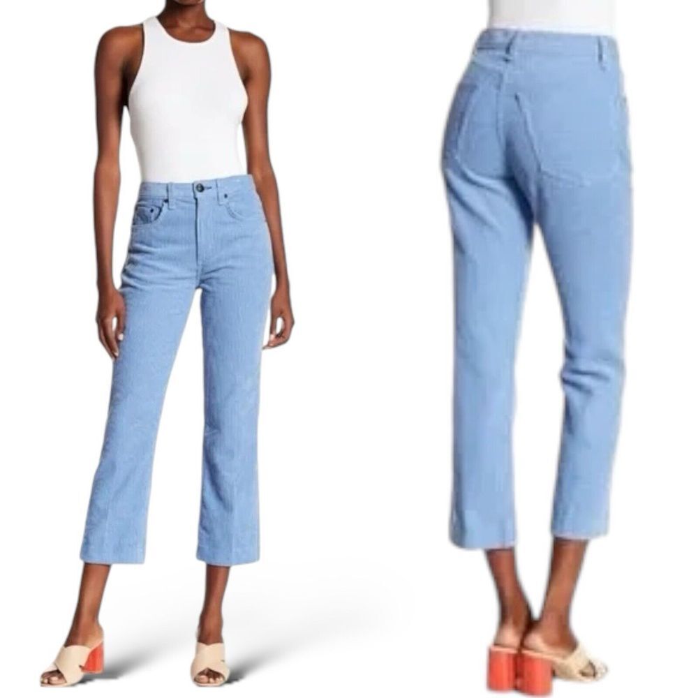 Rag & Bone Riviera High Waist Ankle Straight Corduroy Jeans Size 24 Baby blue - Picture 1 of 15